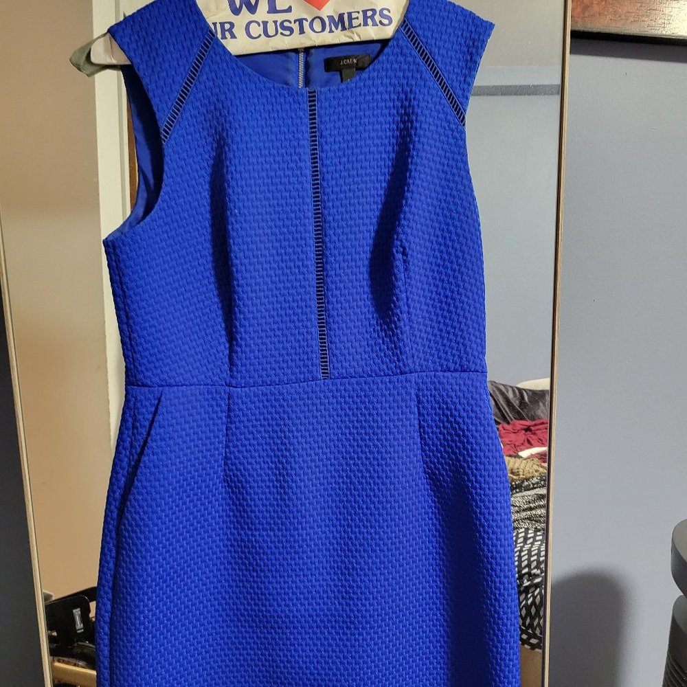 Royal Blue Structured Sleeveless Work Dress JCrew